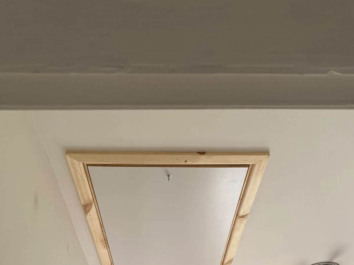 New insulated loft hatch, closed and sitting flush with the ceiling