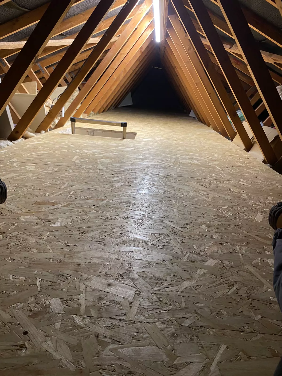 Fully boarded trussed loft lit along the ridge