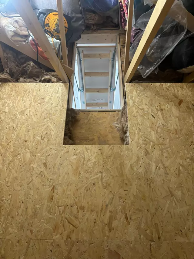Hatch opening framed into a new boarded floor